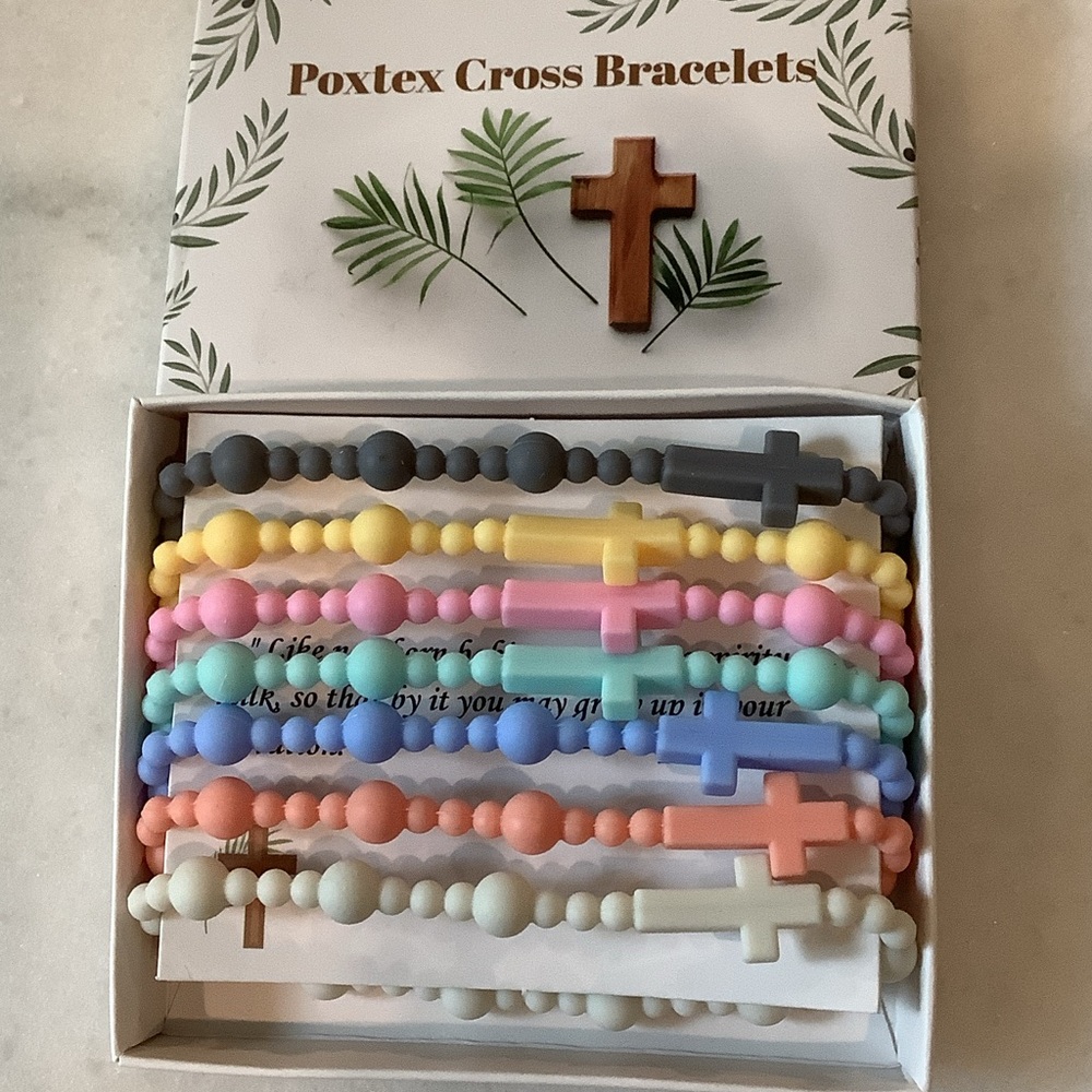Poxtex Cross Bracelets - Pastel Beaded Kids Bracelet Set, Brand New